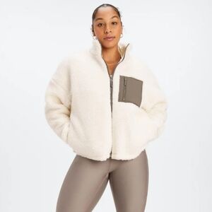 🏷️Fabletics Teddy Jacket Rylan Egret Willow Bark Logo 2X